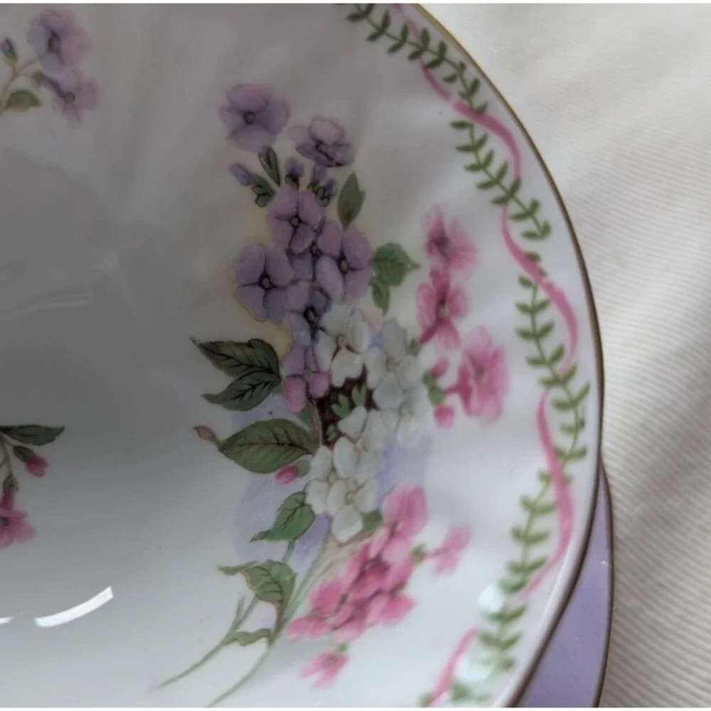 Vintage Shelley Bone China Wildflower Lilac Oleander Shape Tea cup & Saucer